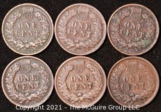 Numismatic: U.S. Coins: (6) Indian Head Cents