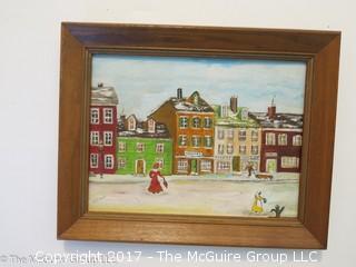 Framed Streetscape; signed Weigle; lower left; 11 1/2 X 14" 