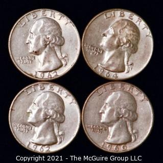 Numismatic: U.S. Coins: (4) Washington Silver Quarters  