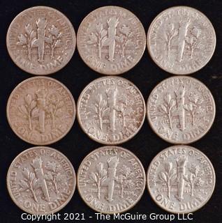 Numismatic: U.S. Coins: (9) Roosevelt Silver Dimes