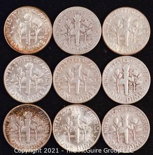 Numismatic: U.S. Coins: (9) Roosevelt Silver Dimes