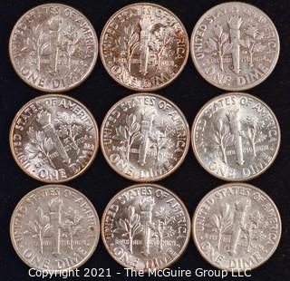 Numismatic: U.S. Coins: (9) Roosevelt Silver Dimes