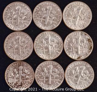 Numismatic: U.S. Coins: (9) Roosevelt Silver Dimes