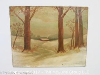 Unframed landscape on artists board, signed lower right; 6 X 9"