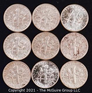 Numismatic: U.S. Coins: (9) Roosevelt Silver Dimes