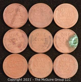 Numismatic: U.S. Coins: (9) Wheat Cents