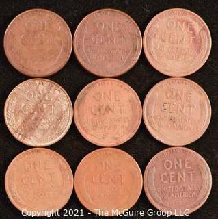 Numismatic: U.S. Coins: (9) Wheat Cents