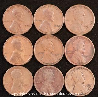 Numismatic: U.S. Coins: (9) Wheat Cents