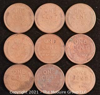 Numismatic: U.S. Coins: (9) Wheat Cents