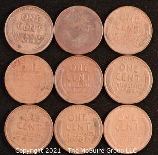 Numismatic: U.S. Coins: (9) Wheat Cents