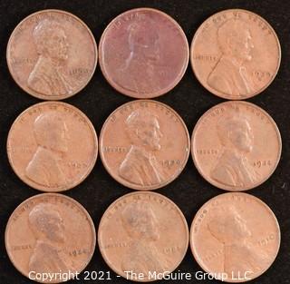 Numismatic: U.S. Coins: (9) Wheat Cents