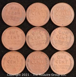 Numismatic: U.S. Coins: (9) Wheat Cents