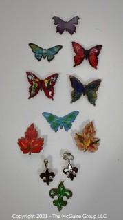 Group of Hand Made Copper and Enamel Painted Jewely.  