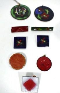 Group of Hand Made Copper and Enamel Painted Jewely.  