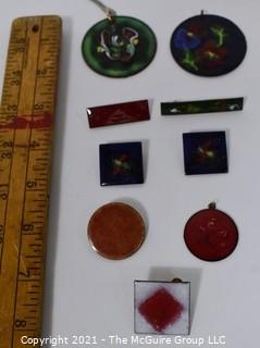 Group of Hand Made Copper and Enamel Painted Jewely.  