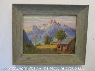 Framed alpine scene; 18 X 22"