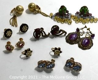 Group of Costume Clip On Earrings. 