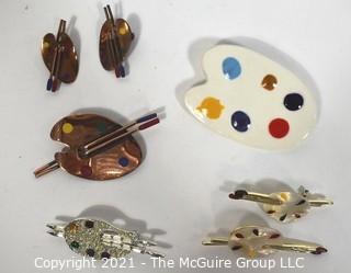 Group of Artist Pallete Themed Jewelry