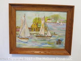 Framed Harbor Scene; on artists board; signed Weigle, lower left; 15 X 19" 