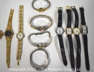 Group of Eleven (11) Wrist Watches Includes Timex and Waltham.  Untested.  