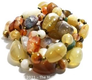 Opera Lenth Agate Stone Bead Necklace