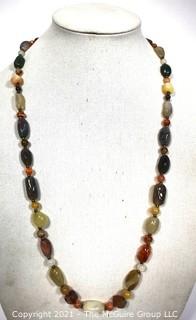 Opera Lenth Agate Stone Bead Necklace