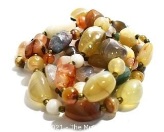 Opera Lenth Agate Stone Bead Necklace