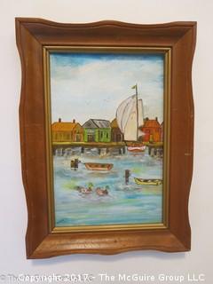 Framed Harbor Scene; on artists board, signed Weigle, lower left; 12 X 15" 