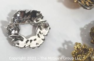 Group of Vintage Rhinestone Brooches. Includes Trifari. 