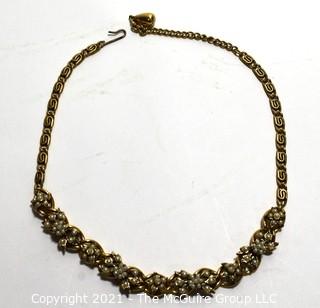 Antique Victorian Faux Pearl and Gold Tone Adjustible Necklace.  Measures 17" long. 