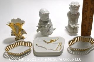 Collection of White Porcelain Decorative Items.  Includes Bing And Grondahl.