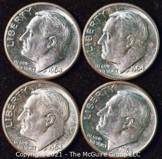 Numismatic: U.S. Coins: (4) Roosevelt Silver Dimes