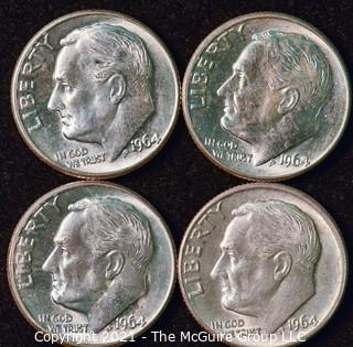 Numismatic: U.S. Coins: (4) Roosevelt Silver Dimes