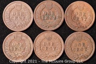 Numismatic: U.S. Coins: (6) Indian Head Cents