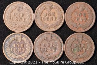 Numismatic: U.S. Coins: (6) Indian Head Cents