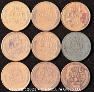 Numismatic: U.S. Coins: (9) Wheat Cents