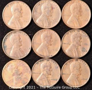 Numismatic: U.S. Coins: (9) Wheat Cents