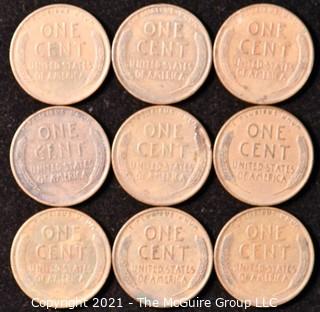 Numismatic: U.S. Coins: (9) Wheat Cents