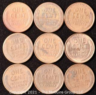 Numismatic: U.S. Coins: (9) Wheat Cents