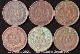 Numismatic: U.S. Coins: (6) Indian Head Cents