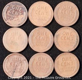 Numismatic: U.S. Coins: (9) Wheat Cents