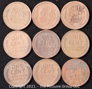 Numismatic: U.S. Coins: (9) Wheat Cents