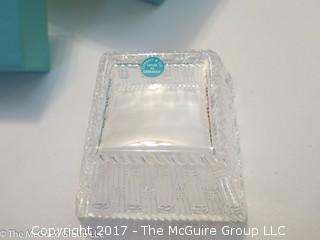 Tiffany NIB crystal candy dish; 5W x 3 1/4"T