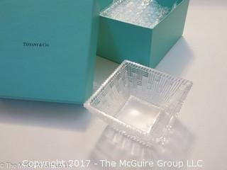 Tiffany NIB crystal candy dish; 5W x 3 1/4"T