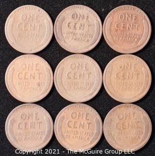 Numismatic: U.S. Coins: (9) Wheat Cents