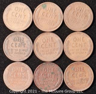 Numismatic: U.S. Coins: (9) Wheat Cents