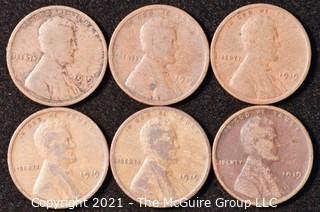 Numismatic: U.S. Coins: (6) Wheat Cents