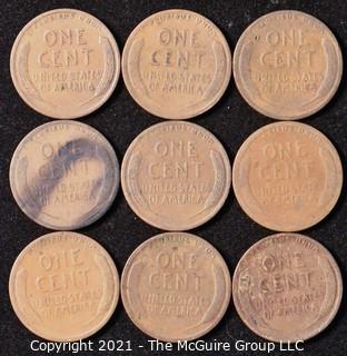 Numismatic: U.S. Coins: (9) Wheat Cents