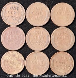 Numismatic: U.S. Coins: (9) Wheat Cents