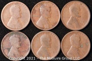 Numismatic: U.S. Coins: (6) Lincoln Wheat Cents 